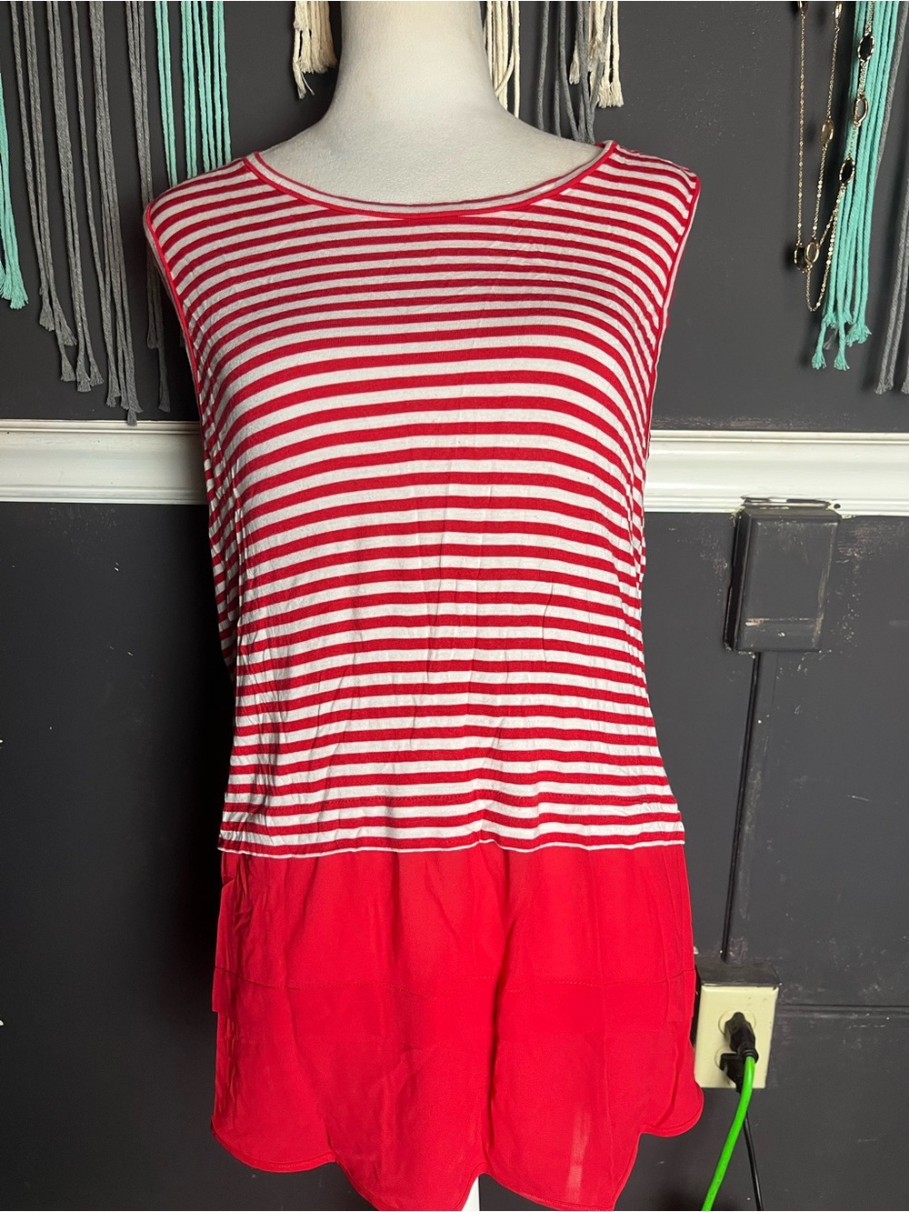 Michael Kors Res Striped Flowy Tank Top Size XL